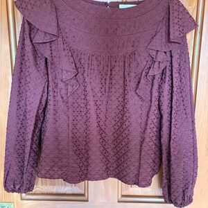 Chelsea & Violet Burgundy Embroidered Blouse